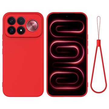 Xiaomi Redmi K100 Pro Max/Poco F9 Ultra Nestemäinen silikonikotelo käsihihnalla - Punainen