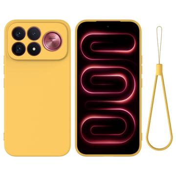 Xiaomi Redmi K100 Pro Max/Poco F9 Ultra Nestemäinen silikonikotelo käsihihnalla - Keltainen
