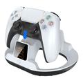 YZC-523 Kaksipaikkainen latausteline PS5/PS5 Edge -ohjaimille - RGB-telakka, OLED-näyttö - valkoinen