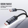 Yesido CA138C 66W:n pikalatauskaapeli USB-C-liitännällä ja digitaalisella näytöllä - 1.2m - musta