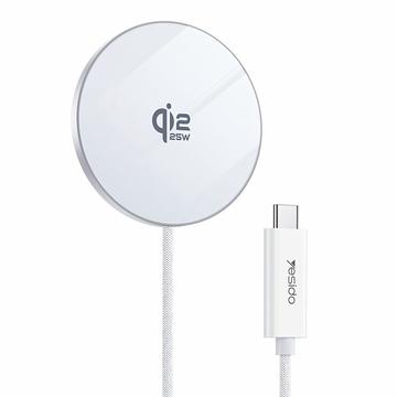 Yesido DS41 Qi 2.2 25W:n magneettinen langaton laturi – valkoinen
