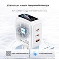 Yesido YC114 140W GaN-laturi - 2x USB-C, USB-A, TFT-näyttö - valkoinen