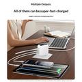 Yesido YC114 140W GaN-laturi - 2x USB-C, USB-A, TFT-näyttö - valkoinen