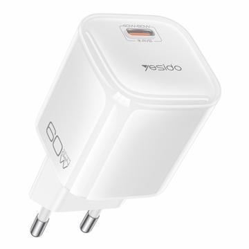 Yesido YC117 60W:n USB-C-GaN-laturi USB-C-kaapelilla – valkoinen