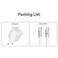 Yesido YC117 60W:n USB-C-GaN-laturi USB-C-kaapelilla – valkoinen