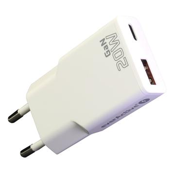 everActive SC-340Q GaN Super Slim 20W laturi USB QC3.0 & USB-C PD-portilla - Valkoinen