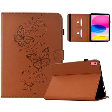 iPad 2022/2025 Butterfly Smart Folio -kotelo korttipaikoilla - ruskea