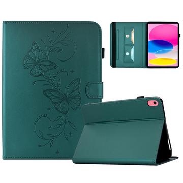 iPad 2022/2025 Butterfly Smart Folio -kotelo korttipaikoilla - vihreä