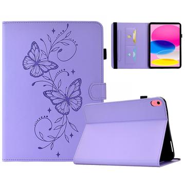 iPad 2022/2025 Butterfly Smart Folio -kotelo korttipaikoilla - violetti