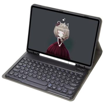 iPad 9.7" (2017/2018) Bluetooth-näppäimistökotelo, pyöreillä näppäimillä ja Pencil-paikalla - Yhdysvaltain näppäimistöasettelu - musta