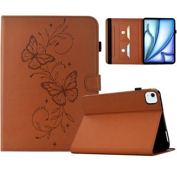 iPad Air 11 2026/iPad Pro 11 2022/iPad Air 2022 Butterfly Smart Folio -kotelo korttipaikoilla - ruskea