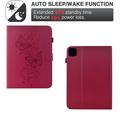 iPad Air 11 2026/iPad Pro 11 2022/iPad Air 2022 Butterfly Smart Folio -kotelo korttipaikoilla - kirkkaan vaaleanpunainen