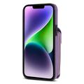 iPhone 14 Plus Kaikki yhdessä -kotelo, jossa lompakko ja hihna - violetti
