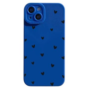 iPhone 14 Plus Ohut TPU-kotelo sydänkuviolla - sininen / musta