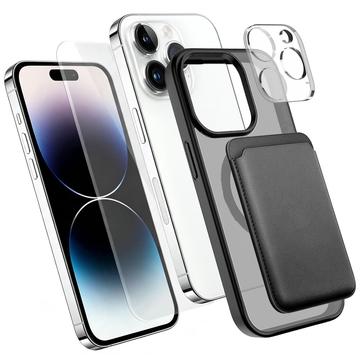 iPhone 14 Pro 4-in-1 MagSafe -suojasarja korttitelineellä - musta