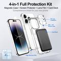 iPhone 14 Pro 4-in-1 MagSafe -suojasarja korttitaskulla - kirkas / musta