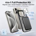 iPhone 15 Pro 4-in-1 MagSafe -suojasarja korttitelineellä - musta