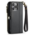 iPhone 15 Pro CaseMe C36 RFID-suojattu lompakkokotelo - musta