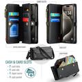 iPhone 15 Pro CaseMe C36 RFID-suojattu lompakkokotelo - musta