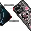 iPhone 15 Pro Max Tyylikäs suojaava magneettikotelo - Perhoset / Ruusut