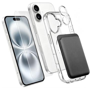 iPhone 16 4-in-1 MagSafe -suojasarja korttitaskulla - kirkas / musta
