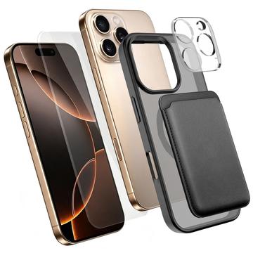 iPhone 16 Pro 4-in-1 MagSafe -suojasarja korttitelineellä - musta