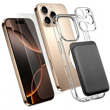 iPhone 16 Pro 4-in-1 MagSafe -suojasarja korttitaskulla - kirkas / musta