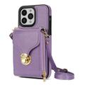 iPhone 16 Pro Kaikki yhdessä -kotelo, jossa lompakko ja hihna - violetti