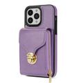 iPhone 16 Pro Kaikki yhdessä -kotelo, jossa lompakko ja hihna - violetti