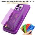 iPhone 16 Pro Hybridikotelo - Piilotettu Peili ja Korttipaikka - Purppura