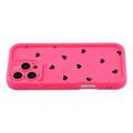 iPhone 16 Pro Max Sydänkuvioinen iskunkestävä TPU-kotelo kohoreunoilla - Kuuma Pinkki