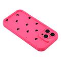 iPhone 16 Pro Max Sydänkuvioinen iskunkestävä TPU-kotelo kohoreunoilla - Kuuma Pinkki