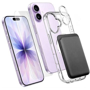 iPhone 17 4-in-1 MagSafe -suojasarja korttitaskulla - kirkas / musta