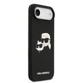 iPhone Air Karl Lagerfeld Double Heads MagSafe Nestemäinen silikonikotelo - Musta