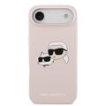 iPhone Air Karl Lagerfeld Double Heads MagSafe Nestemäinen silikonikotelo - vaaleanpunainen