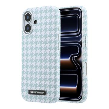 iPhone 17 Karl Lagerfeld -kotelo, houndstooth-kuvioinen, muovinen - MagSafe-yhteensopiva - sininen