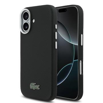 iPhone 17 Lacoste Iconic Petit Pique Metal Logo -kotelo - MagSafe-yhteensopiva - musta
