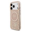 iPhone 17 Pro Guess IML Flowers Allover Electro Kotelo Pearl Hihna - MagSafe yhteensopiva - Pinkki