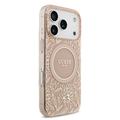 iPhone 17 Pro Guess IML Flowers Allover Electro Kotelo Pearl Hihna - MagSafe yhteensopiva - Pinkki