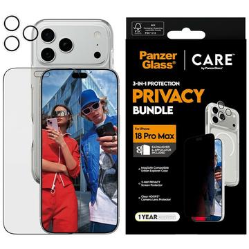 iPhone 17 Pro Max/18 Pro Max PanzerGlass Care Flagship 3-in-1 yksityisyyspaketti - Kirkas