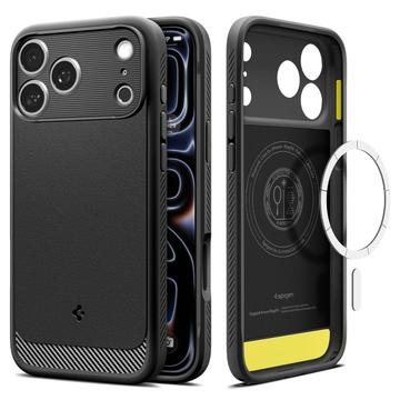 iPhone 17 Pro Max/18 Pro Max Spigen Rugged Armor Mag TPU-Kotelo - Musta