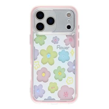 IPhone 17 Pro Max -kotelo, iskunkestävä ja värikäs kukakuosilla, TPU-materiaalia - vaaleanpunainen