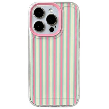 iPhone 17 Pro Max -hybridikotelo raidallisella kuviolla - vaaleanpunainen