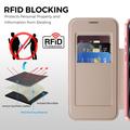 iPhone 17 Pro Max Tyylikäs magneettinen läppäkotelo RFID-korttipaikoilla - vaaleanpunainen