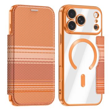 iPhone 17 Pro Tyylikäs magneettinen läppäkotelo RFID-korttipaikoilla - oranssi