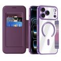 iPhone 17 Pro Tyylikäs magneettinen läppäkotelo RFID-korttipaikoilla - violetti