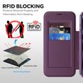 iPhone 17 Pro Tyylikäs magneettinen läppäkotelo RFID-korttipaikoilla - violetti
