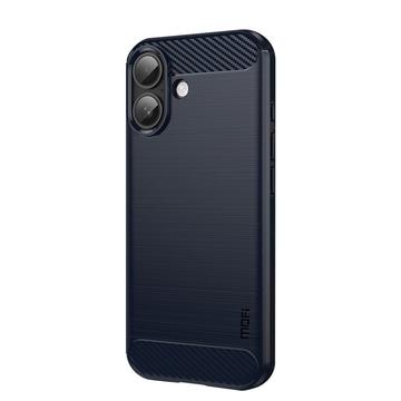 iPhone 18 Mofi TPU Suojakuori - Hiilikuitu - Sininen