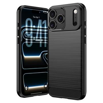 iPhone 18 Pro Harjattu TPU Suojakuori - Hiilikuitu - Musta