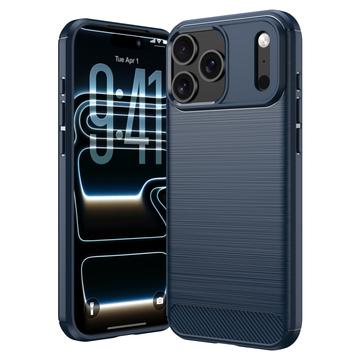 iPhone 18 Pro Harjattu TPU Suojakuori - Hiilikuitu - sininen
